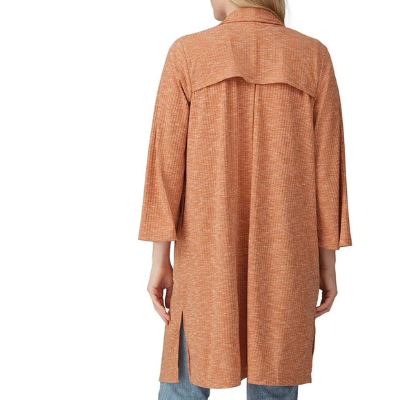 B Collection by Bobeau Ellen Waterfall Ribbed Cardi Orange Ribbed Medium - Picture 3 of 8